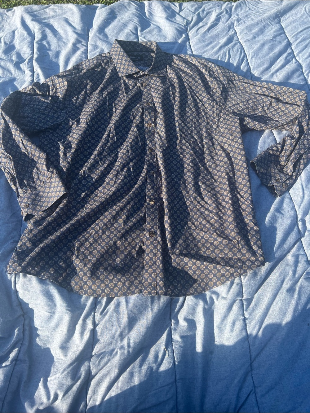 Bugatchi Axel Mandala Navy Print Long Sleeve Button Down Sold Out Online Shirt